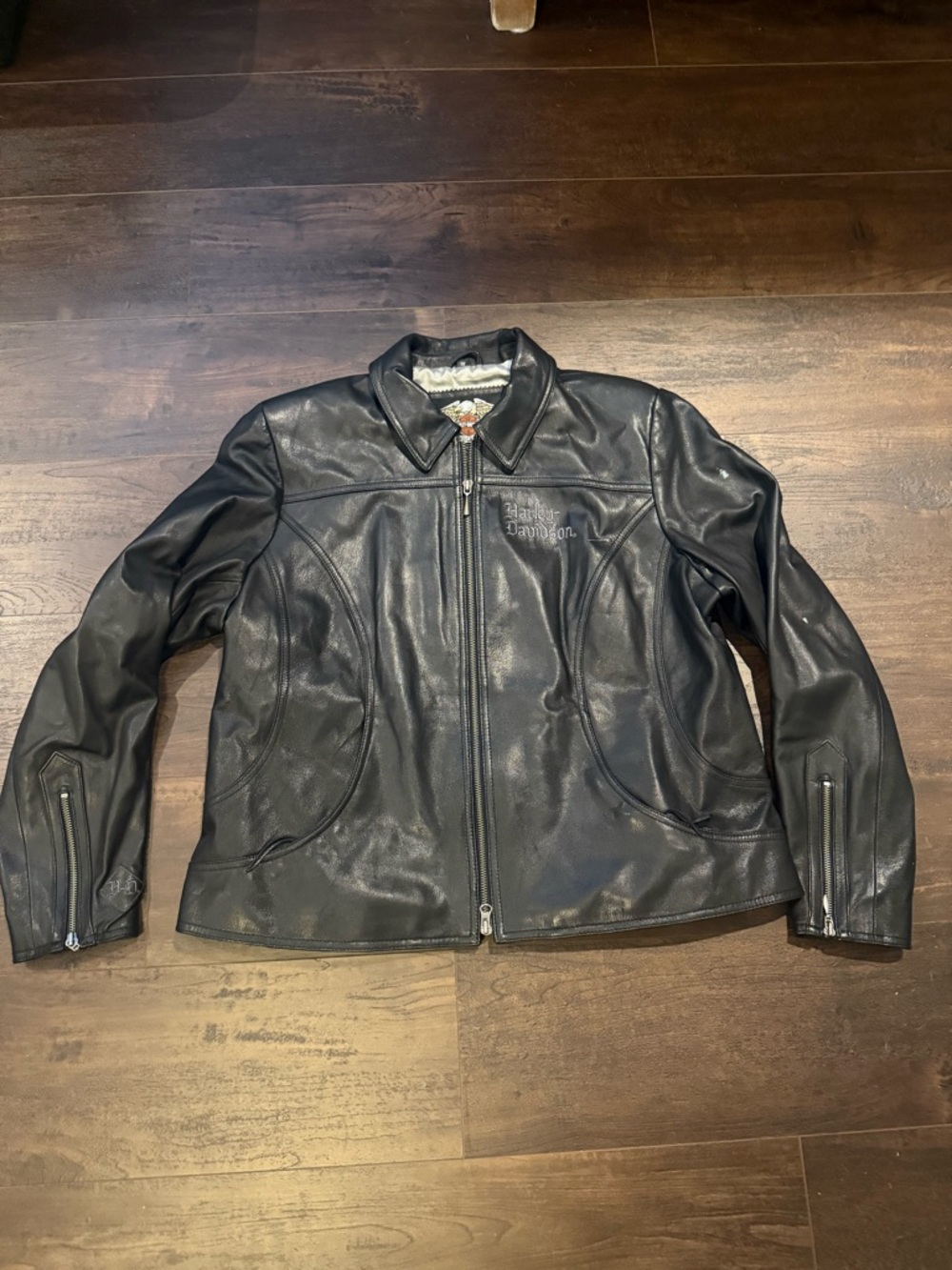 Harley-Davidson Black Leather Zip-Front Rider Jacket